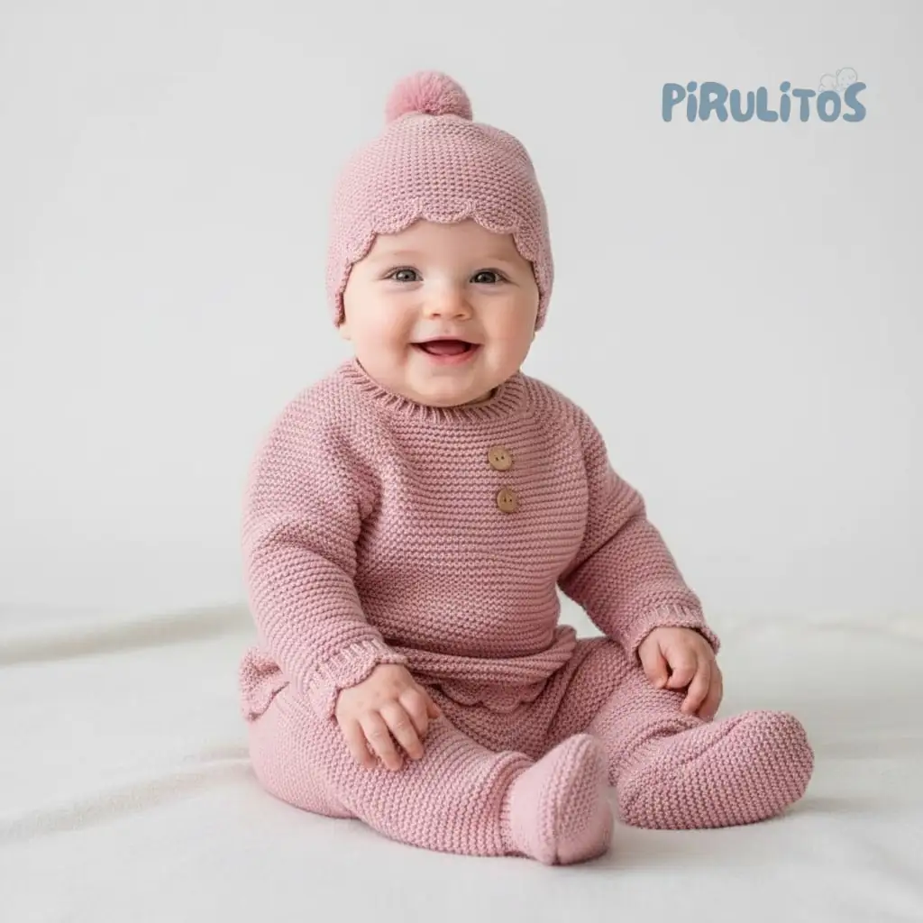 Conjunto Bebé Malha 3 Peças com Botões - Image 2