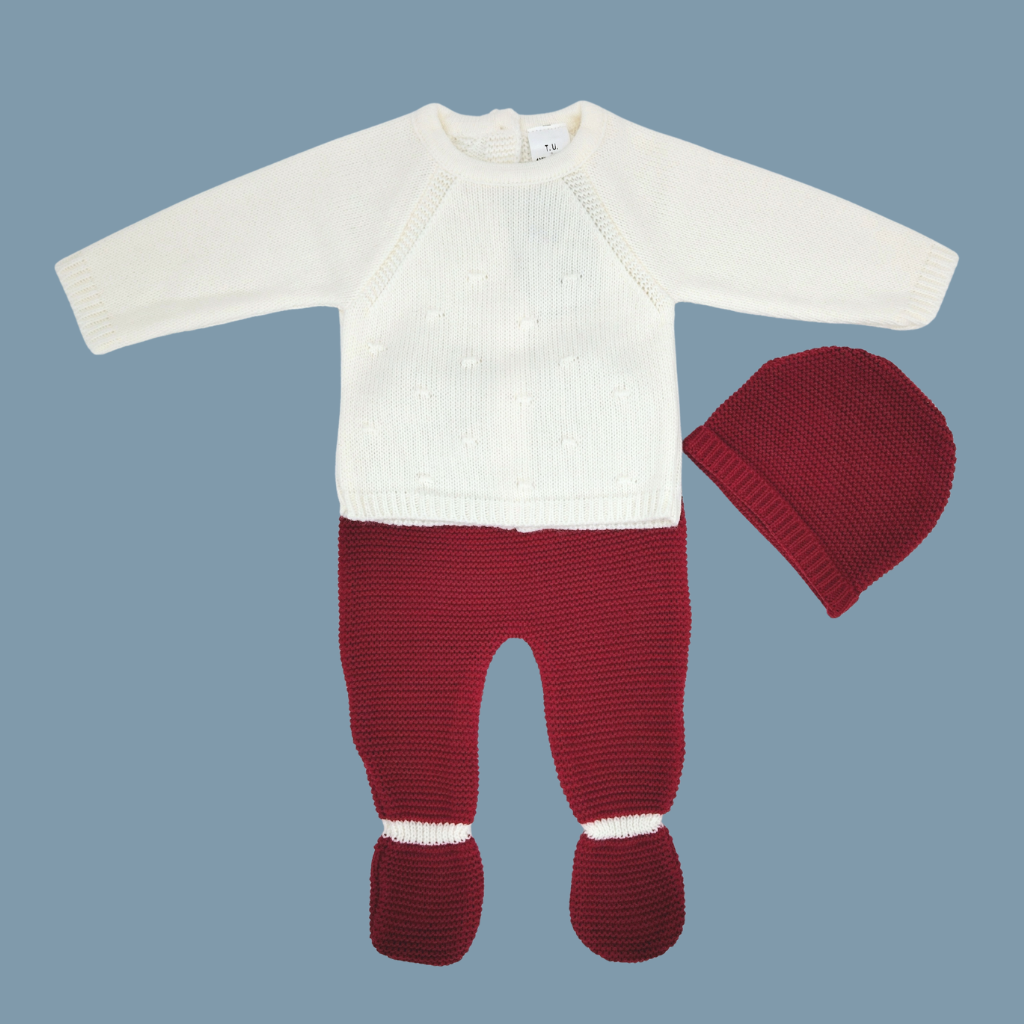 conjunto 3 peças de malha bebé natal