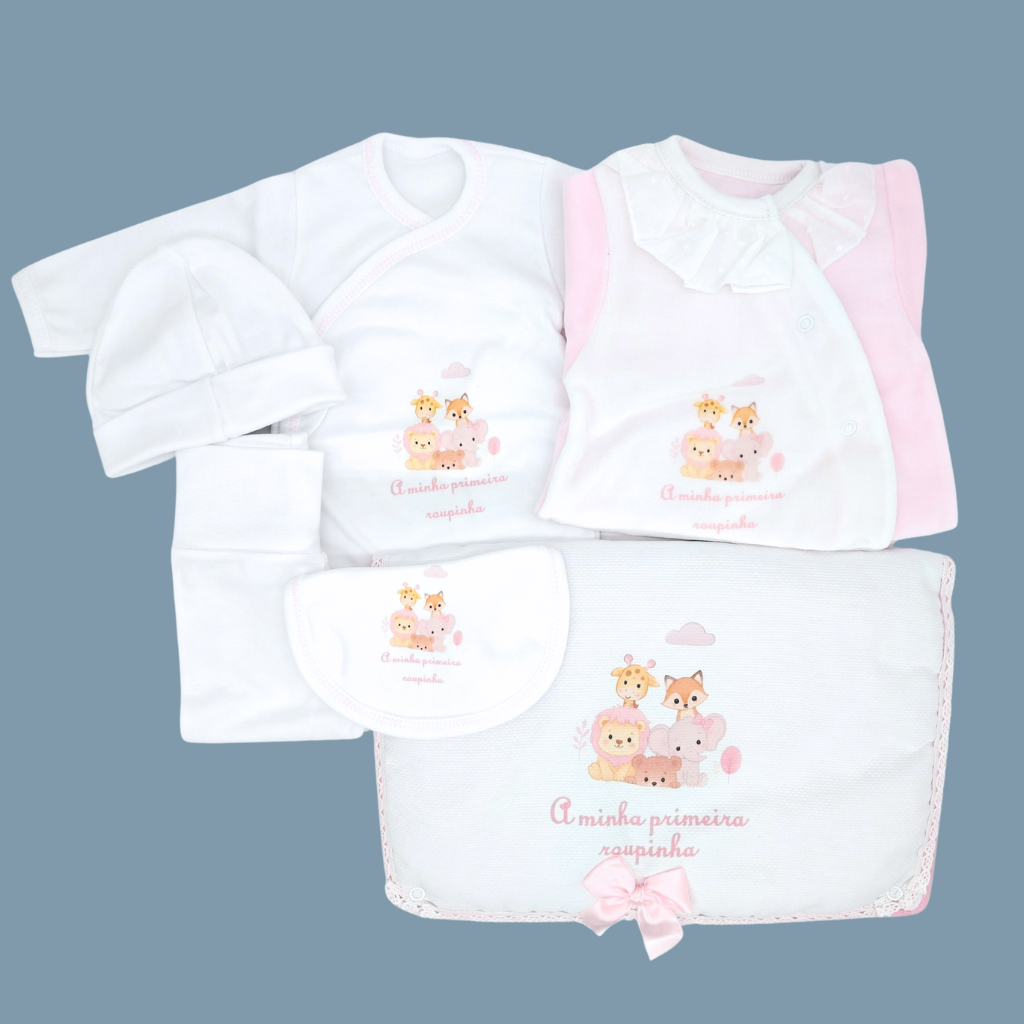 conjunto bebé 6 peças animais selvagens