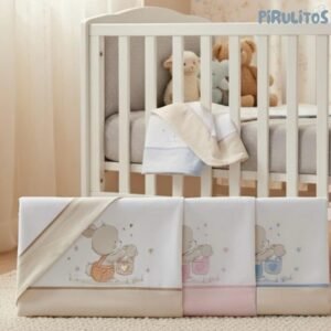 Jogo Cama Bebé Flanela Coelhinho na Cestinha