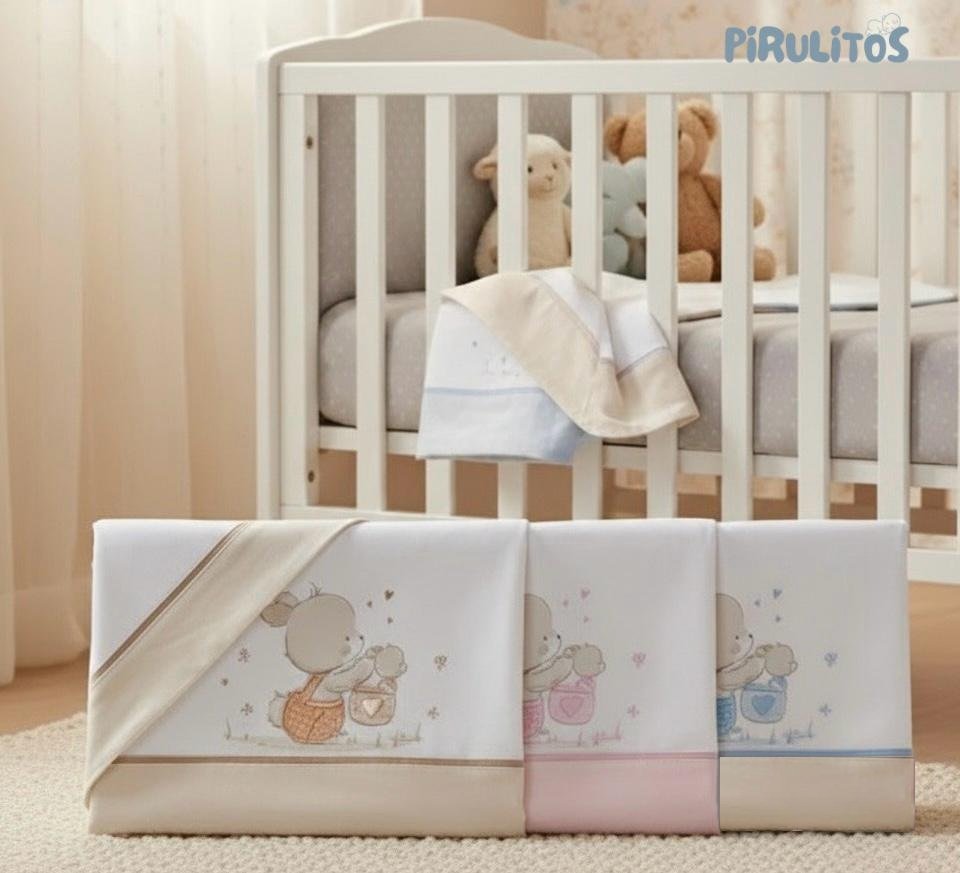 Jogo Cama Bebé Flanela Coelhinho na Cestinha