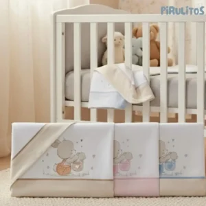 Jogo Cama Bebé Flanela Coelhinho na Cestinha