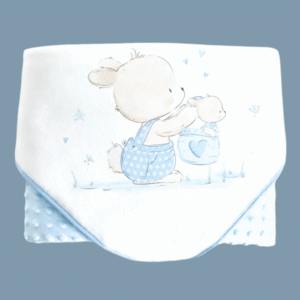 manta bebé topitos estampada coelhinho na cestinha