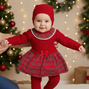 Vestido Malha e Tecido Xadrez