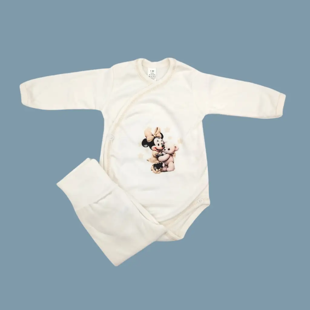 Body e Collants Bebé Minie e Mickey c/ Ursinho Com Carda