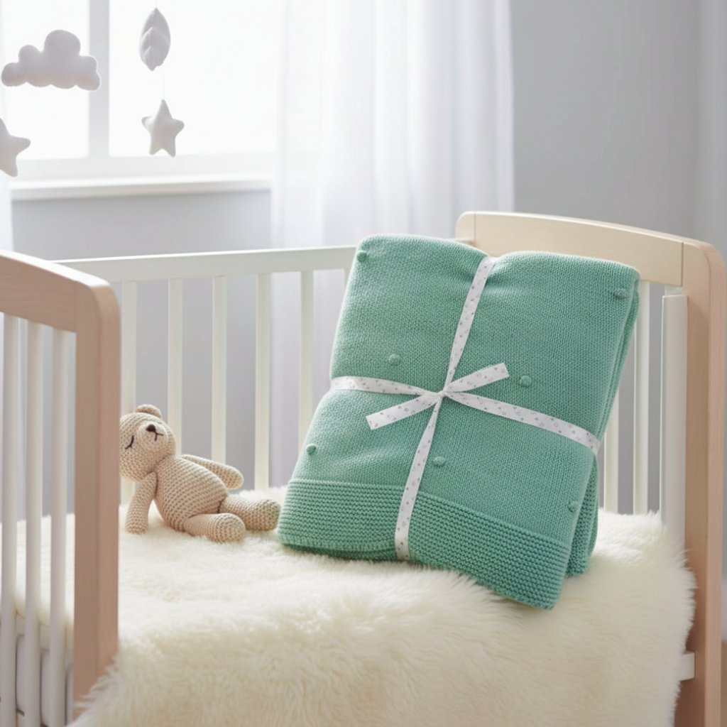 Manta Bebé Malha c/ Pompom - Image 3