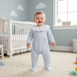 Babygrow com preguinhas em Algodão Com Carda e Gola Folho