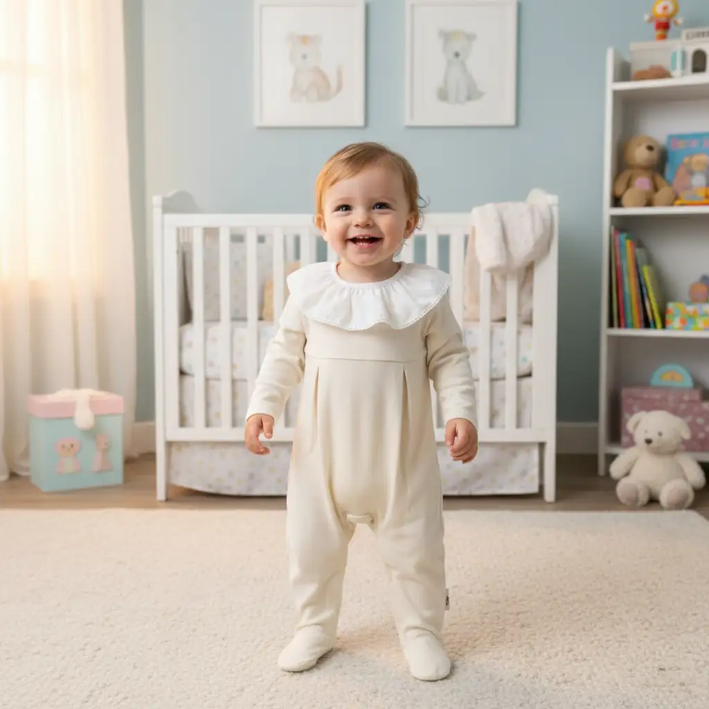 Babygrow com preguinhas em Algodão Com Carda e Gola Folho - Image 4