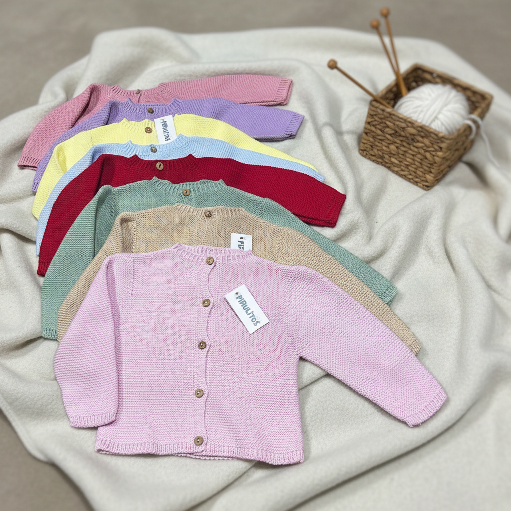 Casaco Bebé Malha Com Botões Madeira