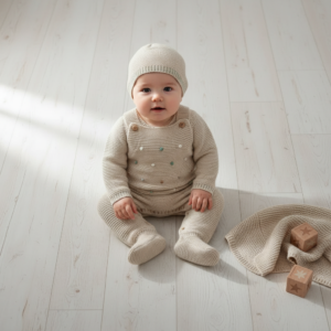 Conjunto Jardineira, Camisola e Gorro