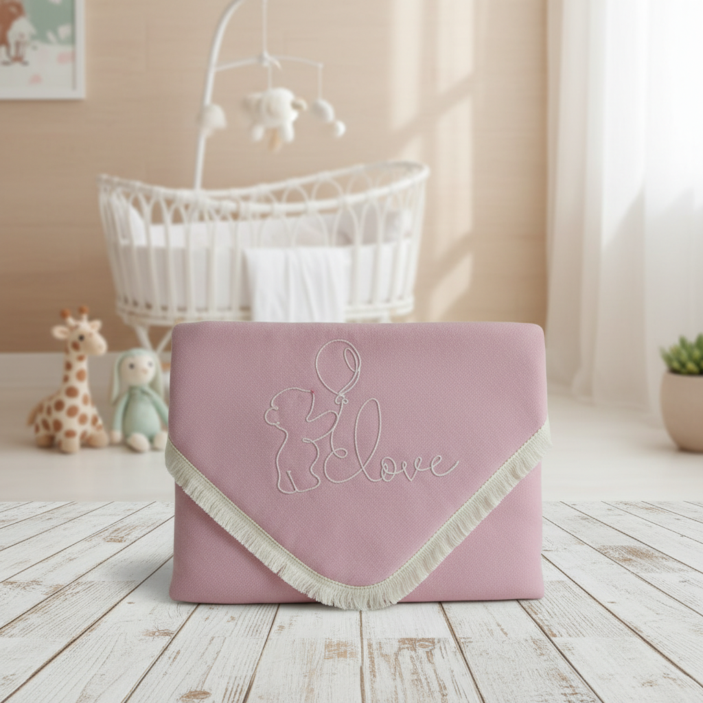 Manta algodão bordada urso com balão - Image 2