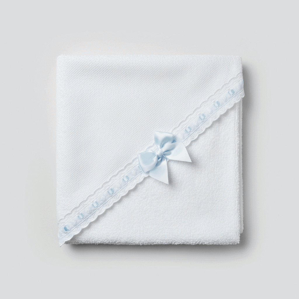 Toalha Bebé Bordado Inglês e Lacinho - Image 2