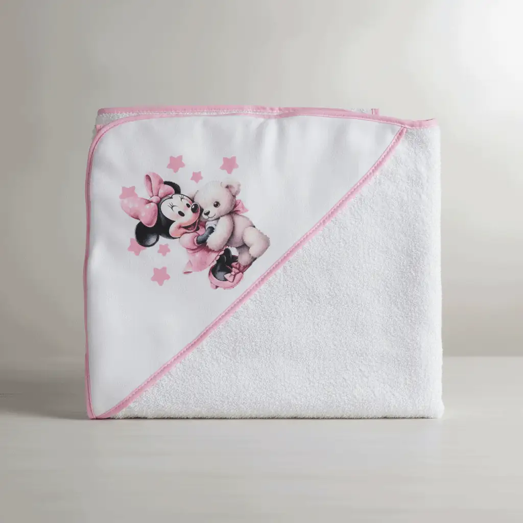 Toalha Bebé Mickey e Minie Ursinho 100x100