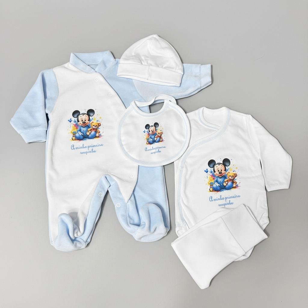 Conjunto Bebé 5 Peças Mickey e Minie