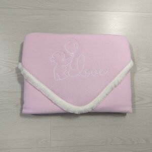 Manta algodão bordada urso com balão