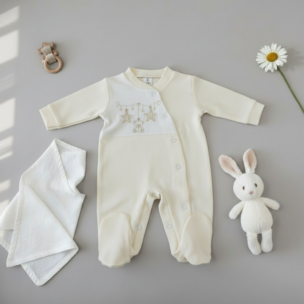 Babygrow em Algodão Ursinho e Estrelinhas - Image 3