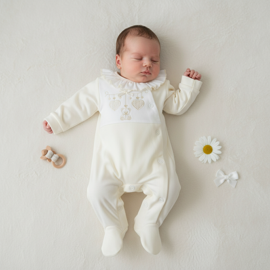 Babygrow Menina em Algodão Ursinho e Estrelinhas com Golinha - Image 3