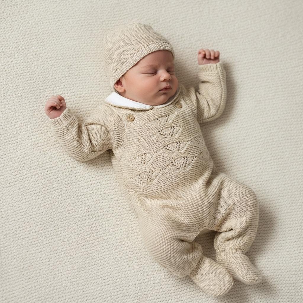 Conjunto em malha Jardineira, Camisola com golinha e Gorro - Image 5