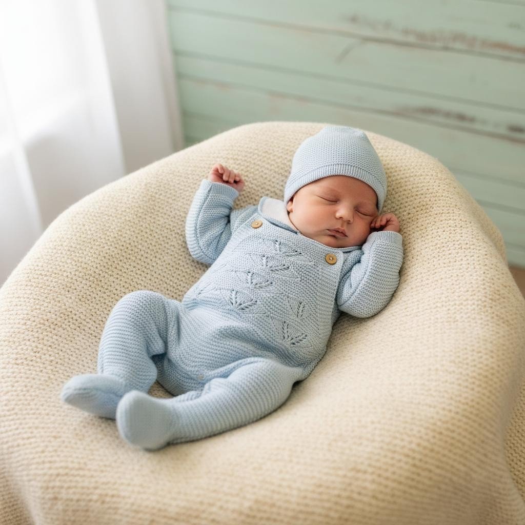 Conjunto em malha Jardineira, Camisola com golinha e Gorro - Image 4