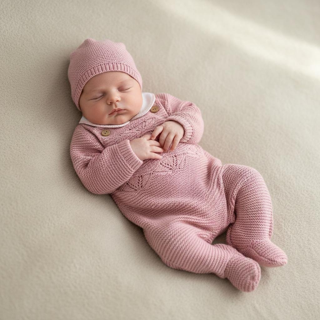 Conjunto em malha Jardineira, Camisola com golinha e Gorro - Image 2