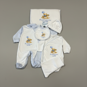 Conjunto 1ªRoupinha Algodão Ursinho no Cavalinho