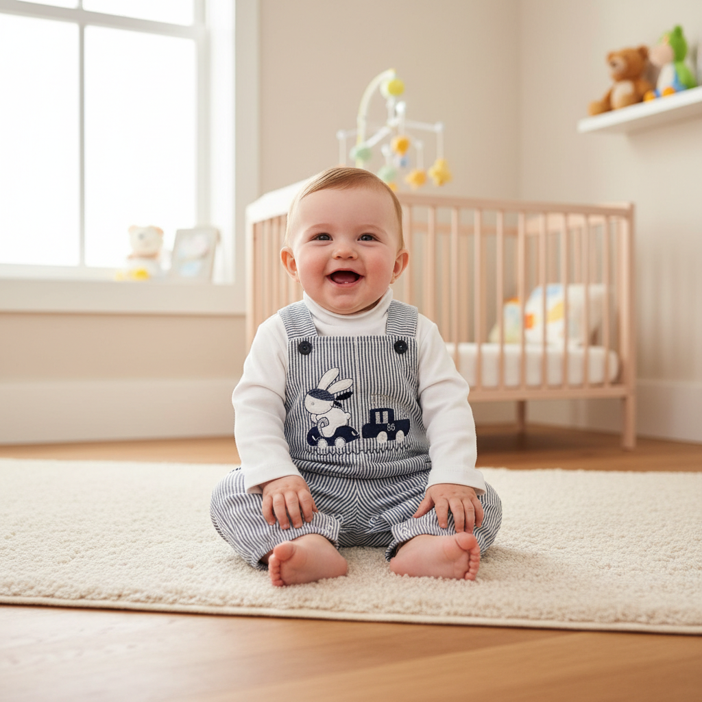Jardineira Com Bordado Coelhinho Carrinho e Camisola - Imagen 2
