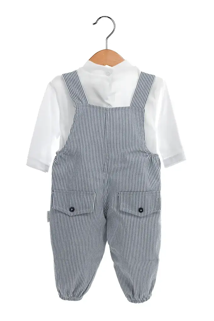 Jardineira Com Bordado Ursinho Carrinho e Camisola - Image 3