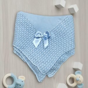 Manta Malha Trabalhada de Bebé Com Lacinho