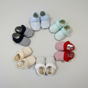 Carapins Bebé Piquet Riscas e Tira Com Velcro