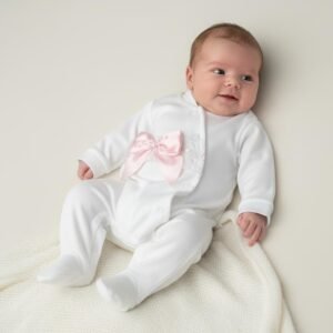 Babygrow em Algodão Bordado Inglês e Lacinho