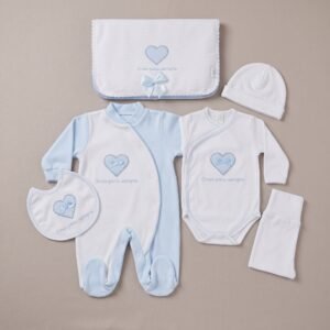 Conjunto 1ªRoupinha em Veludo "amor para sempre"