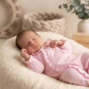 Babygrow em Algodão Com Gola Folho e Lacinho