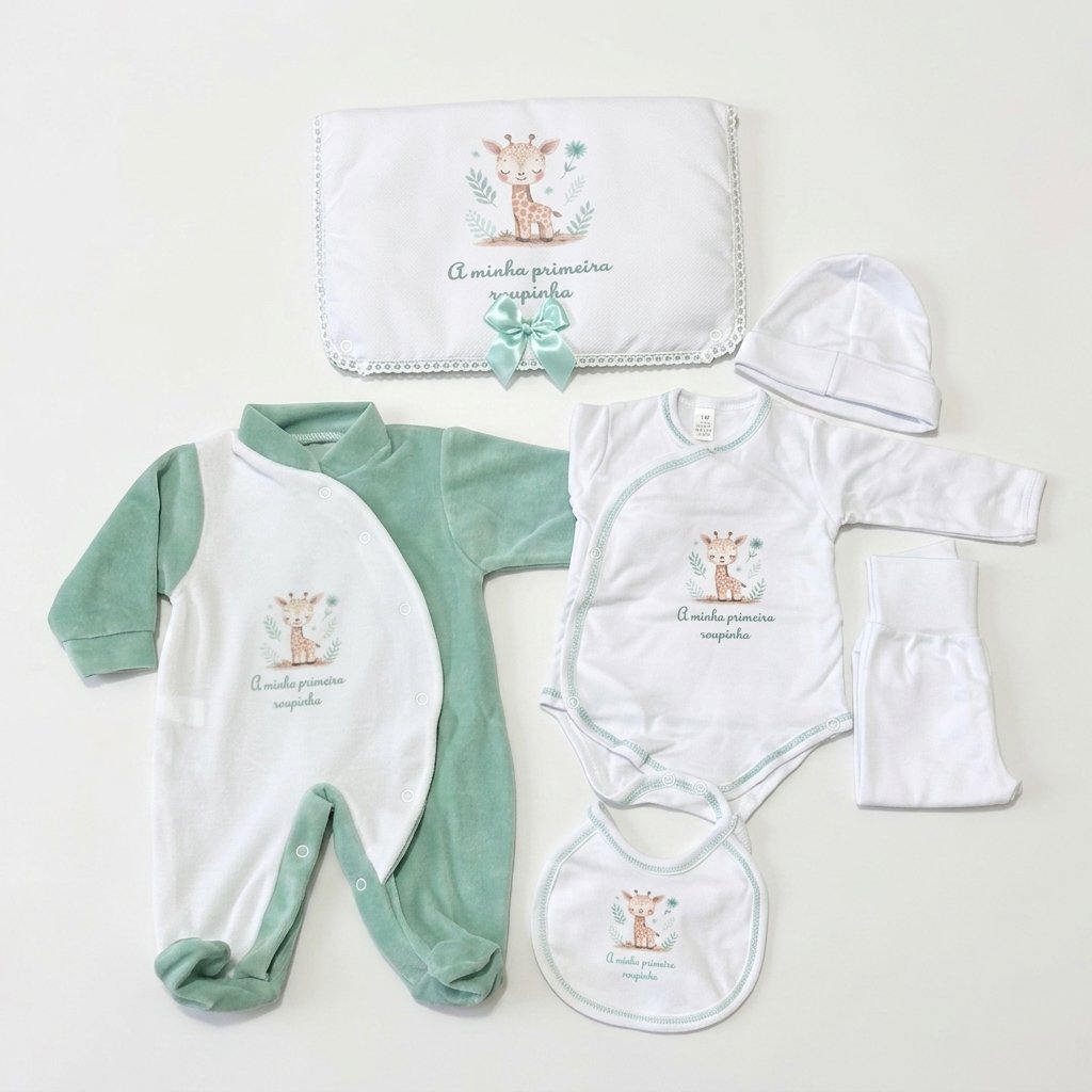 Conjunto 1ªRoupinha Veludo Girafa Bebé - Image 4