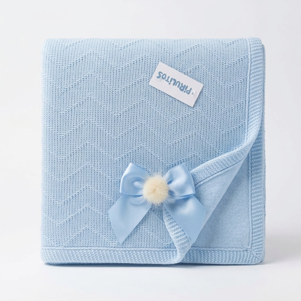 Manta Bebé Interior Polar C/ Lacinho e Pompom - Image 2