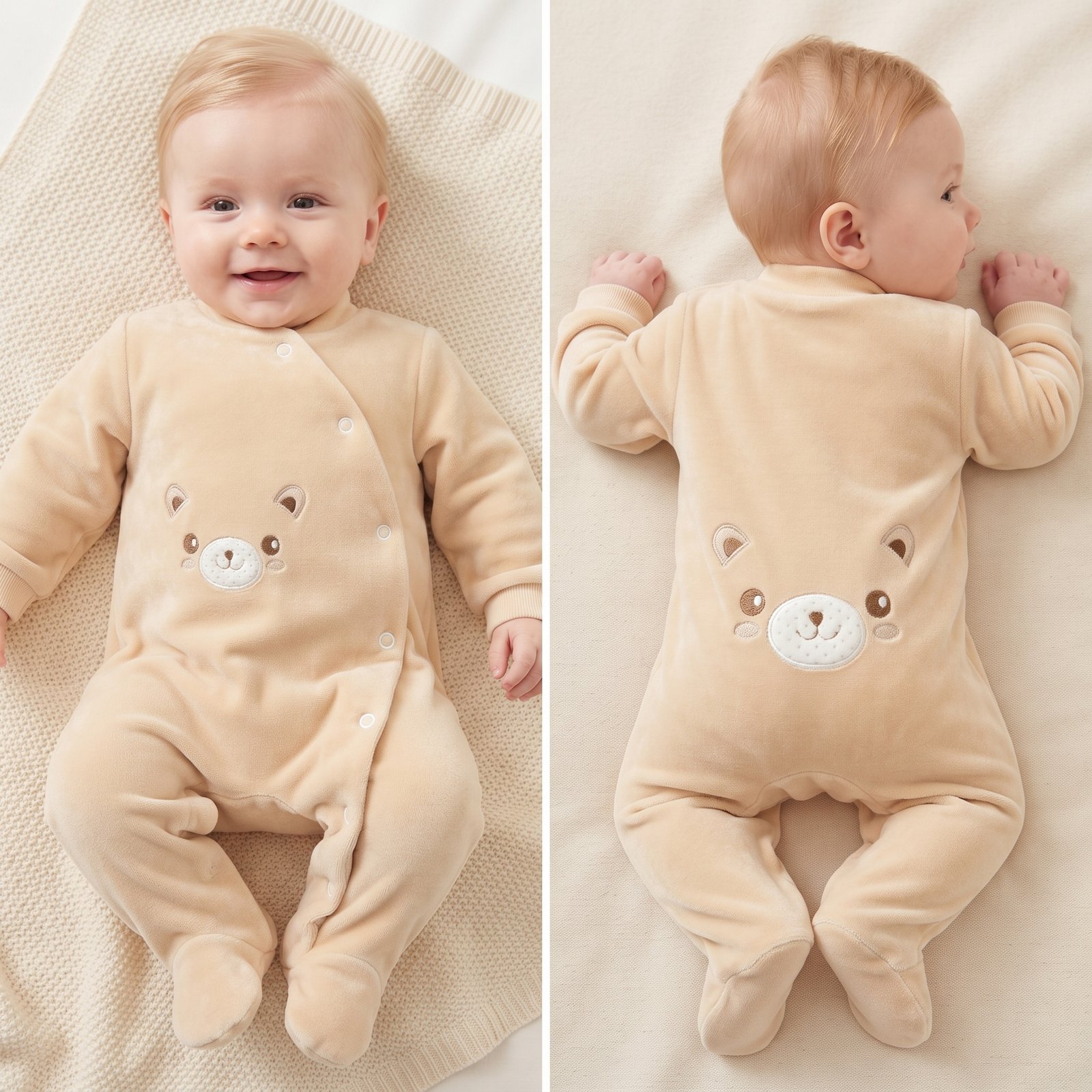Babygrow em Veludo Com Ursinho na Frente e Atrás - Image 4
