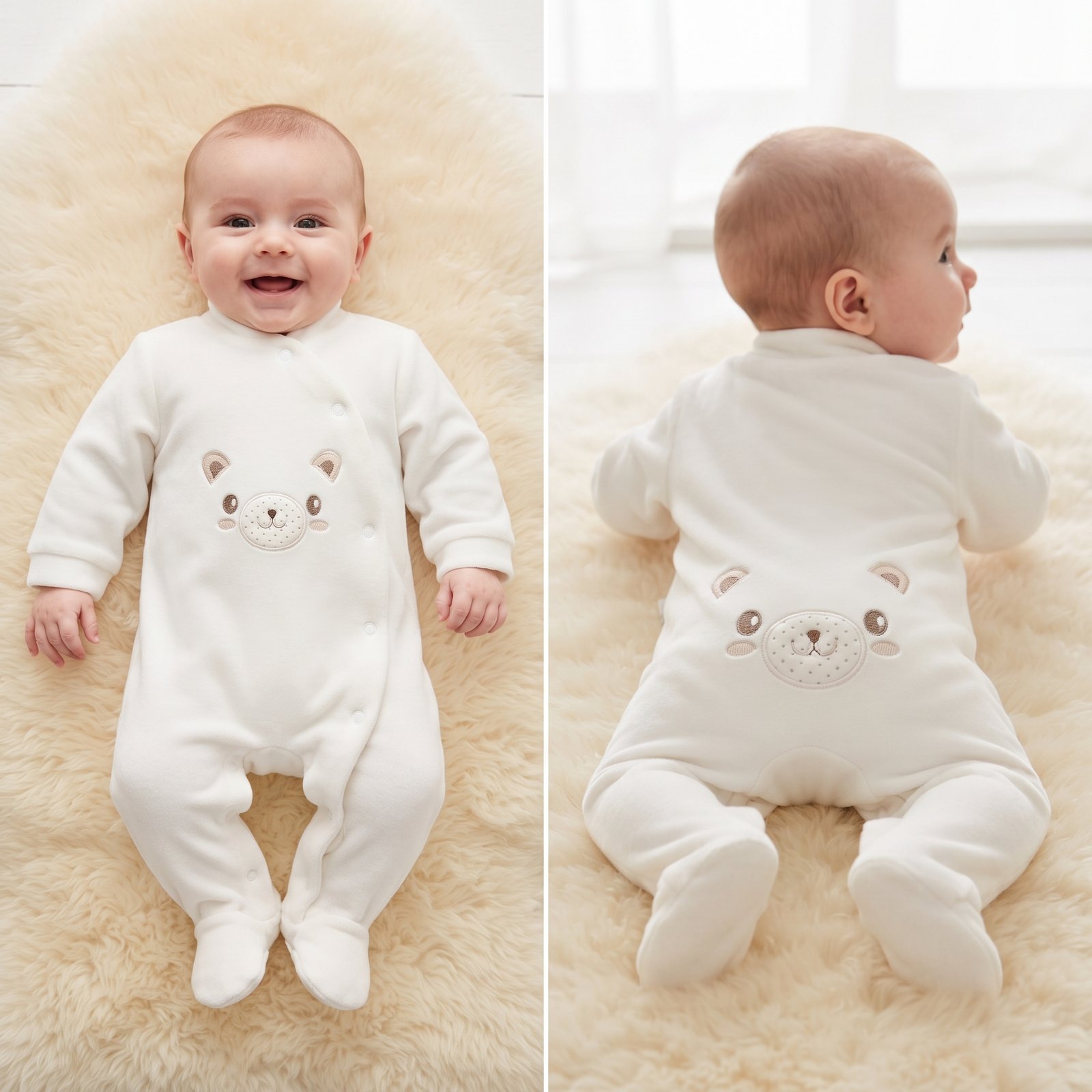 Babygrow em Veludo Com Ursinho na Frente e Atrás - Image 5