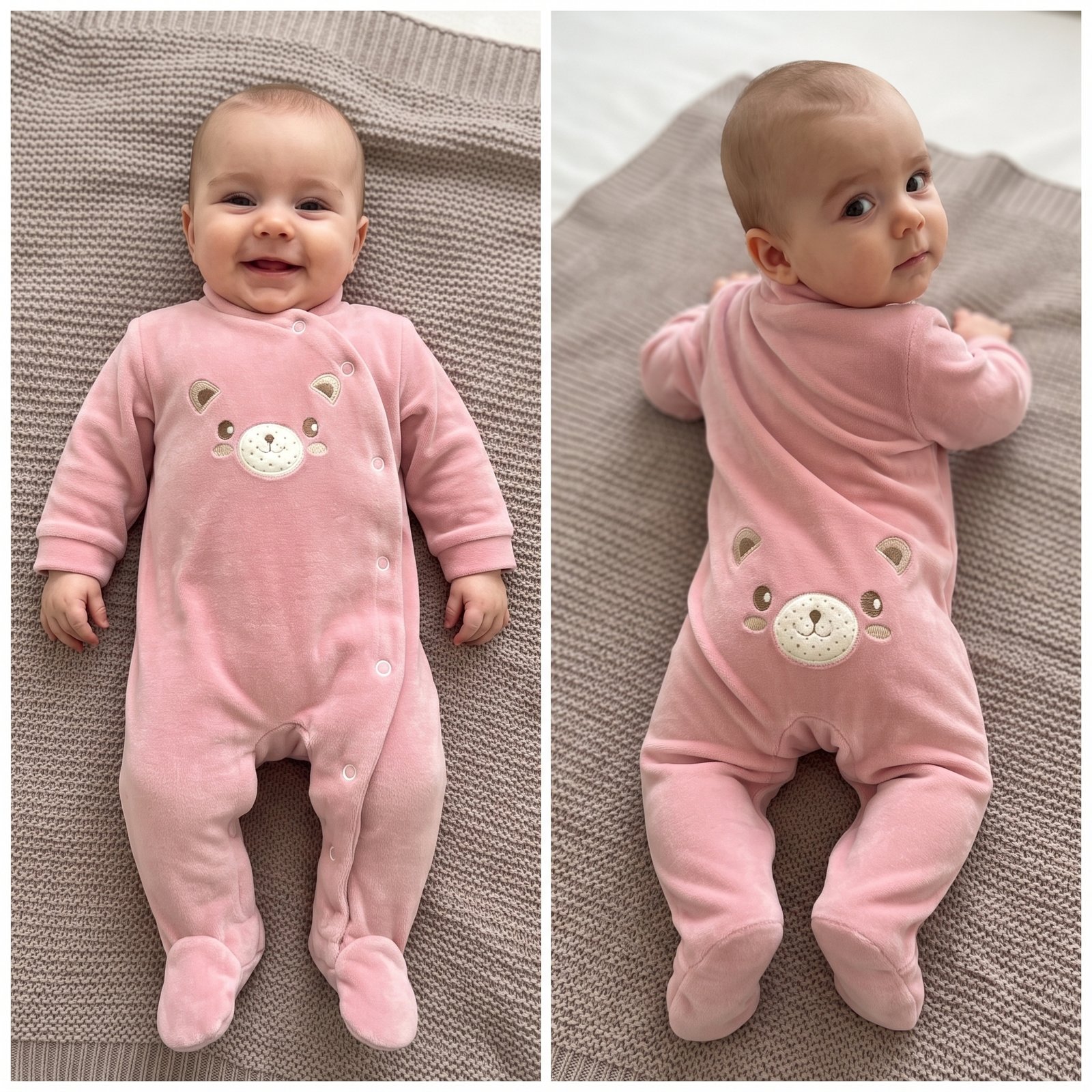 Babygrow em Veludo Com Ursinho na Frente e Atrás - Image 3