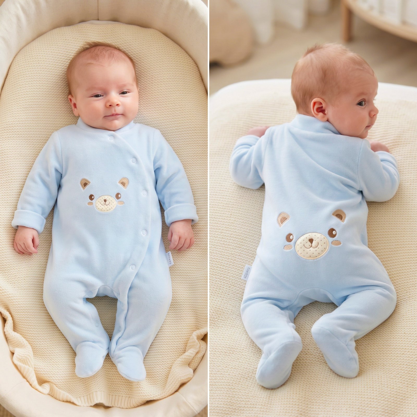 Babygrow em Veludo Com Ursinho na Frente e Atrás - Image 2